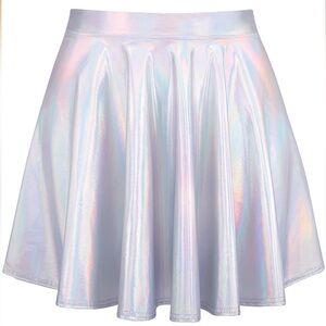 Holographic Pleated A-Line Skater Skirt